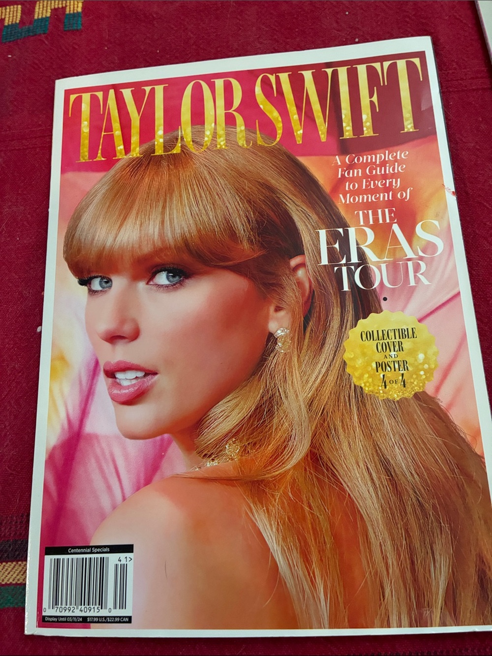 Taylor Swift Pink and Gold Glossy Eras Tour Cover